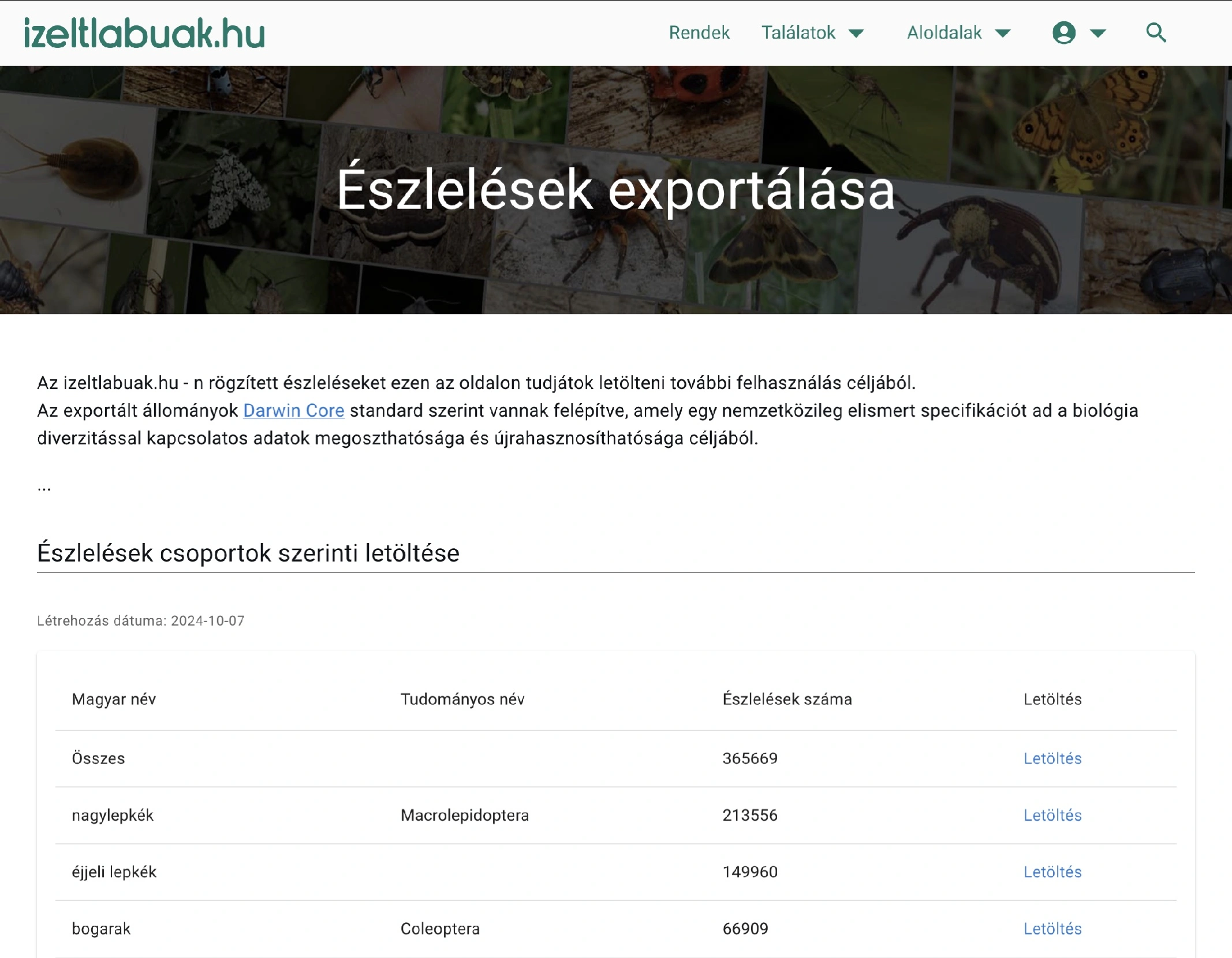 Adatok exportálása