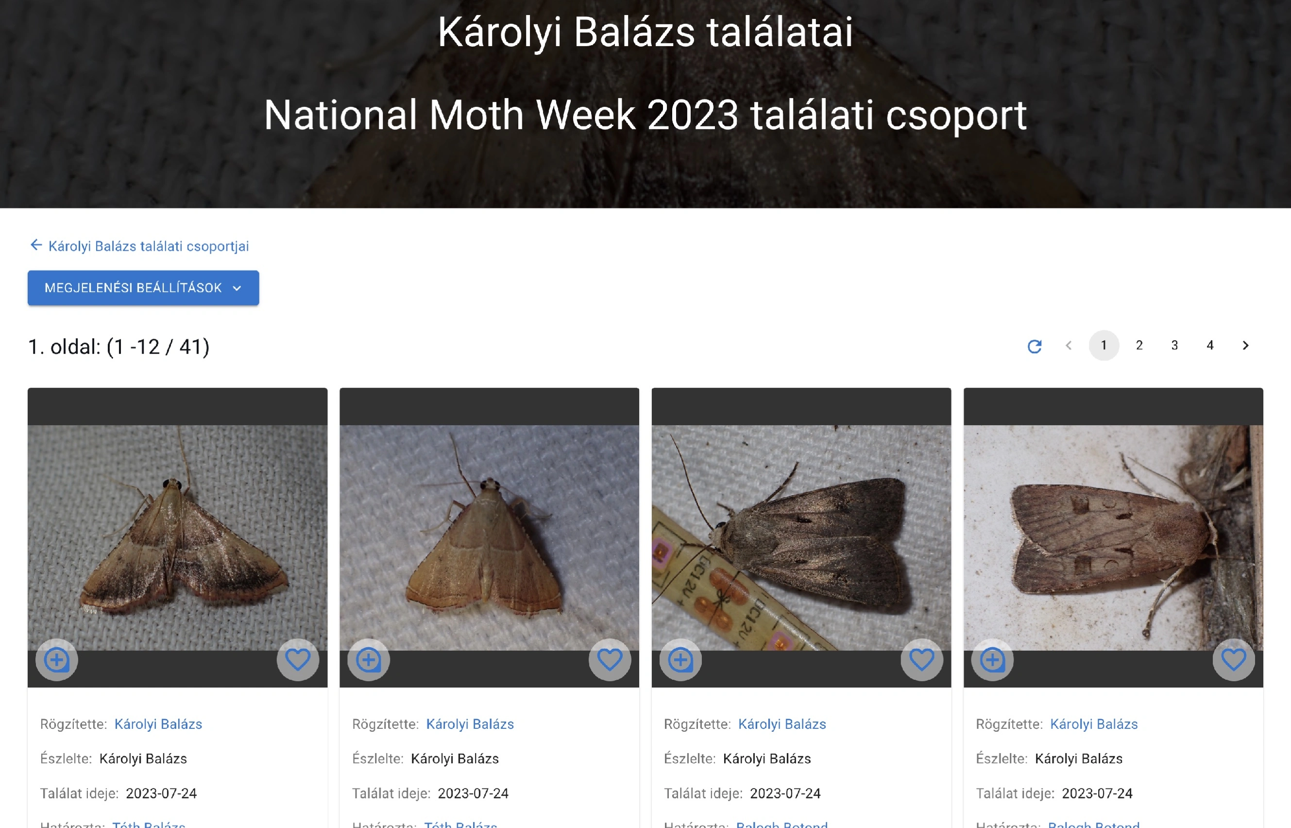 Egy felhasználó észlelési csoportja (példa)