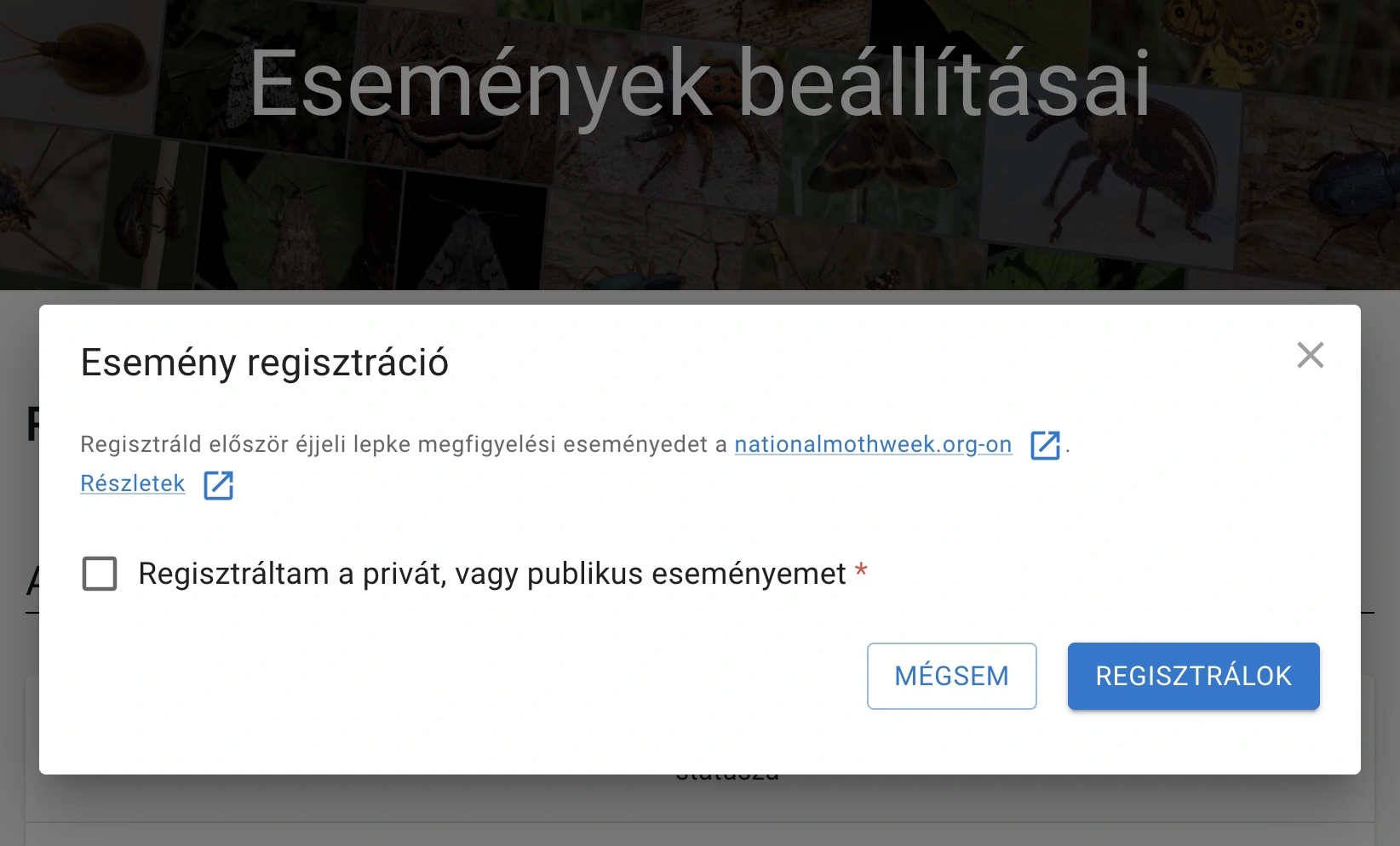 Regisztráció az eseményre