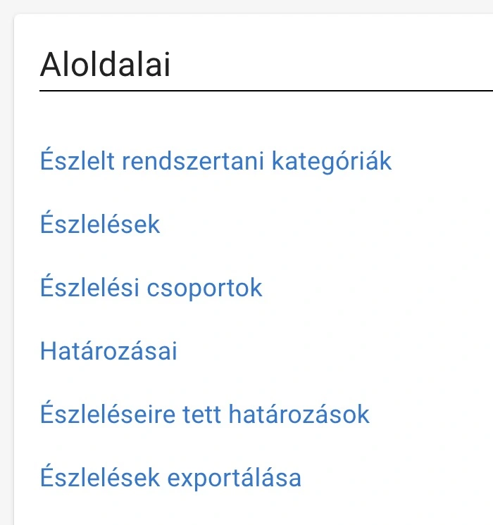 Cseke László észleléseinek exportálása a profil oldalán
