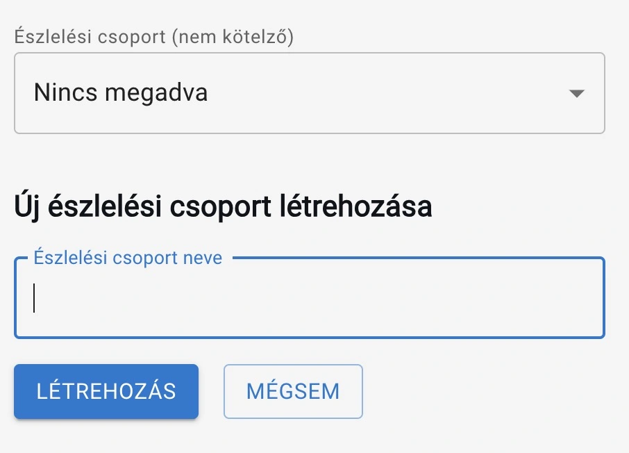 Új észlelési csoport létrehozása észlelés rögzítése, vagy szerkesztése során