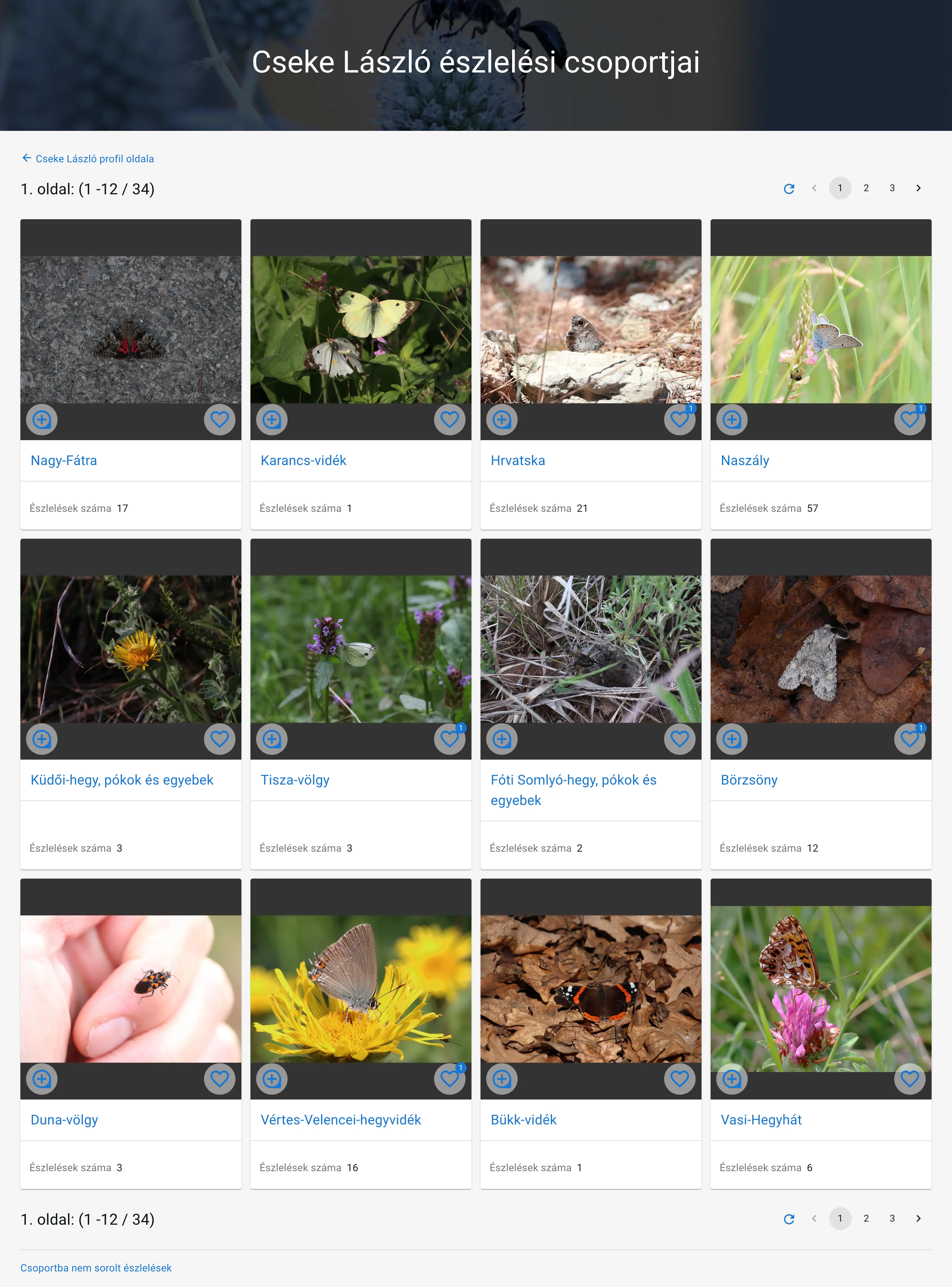 Example: László Cseke's observation groups