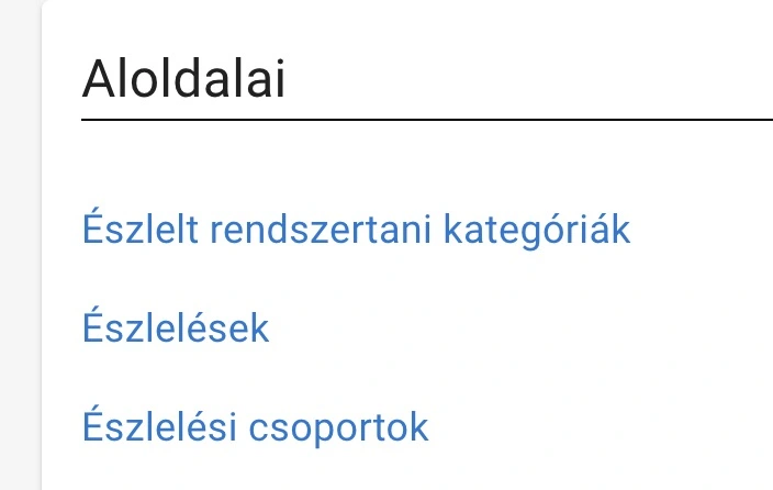 Profil oldal Észlelési csoportok link