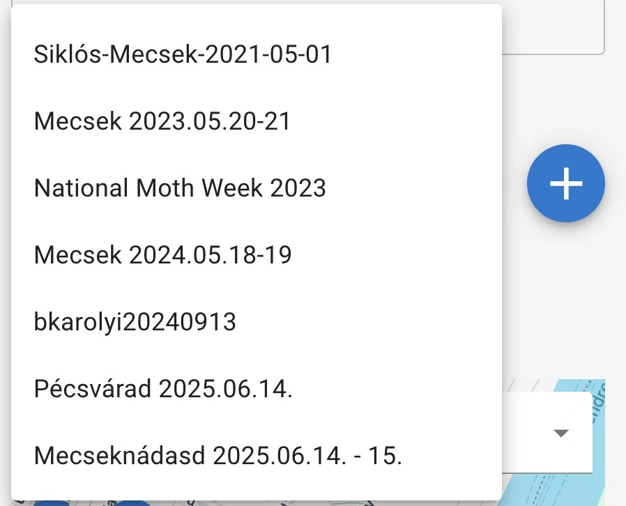 Észlelési csoport kiválasztása nyitott állapotban