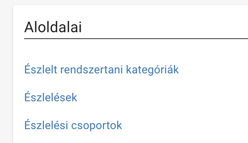 Profil oldal Észlelések link