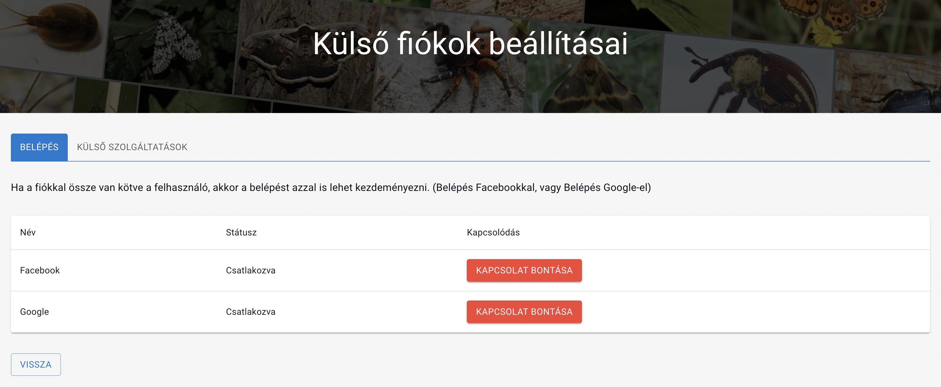 Facebook és Google fiókok összekapcsolása