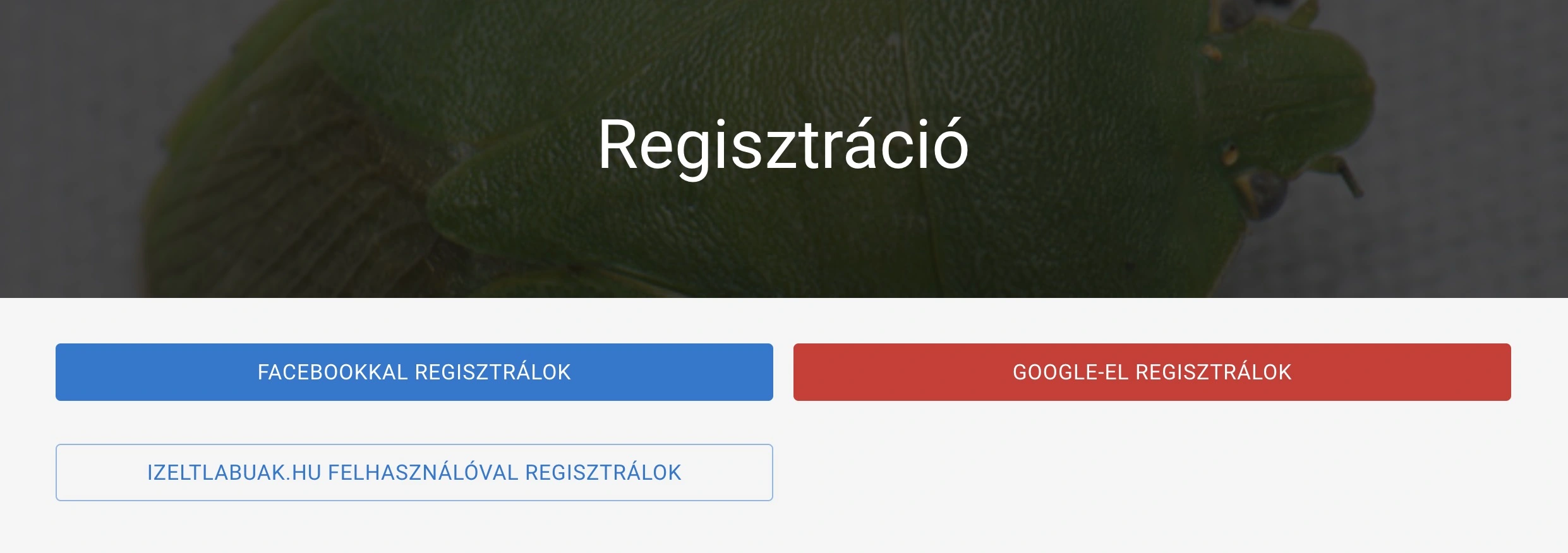 Regisztráció az izeltlabuak.hu - ra Facebookkal, vagy Google-el
