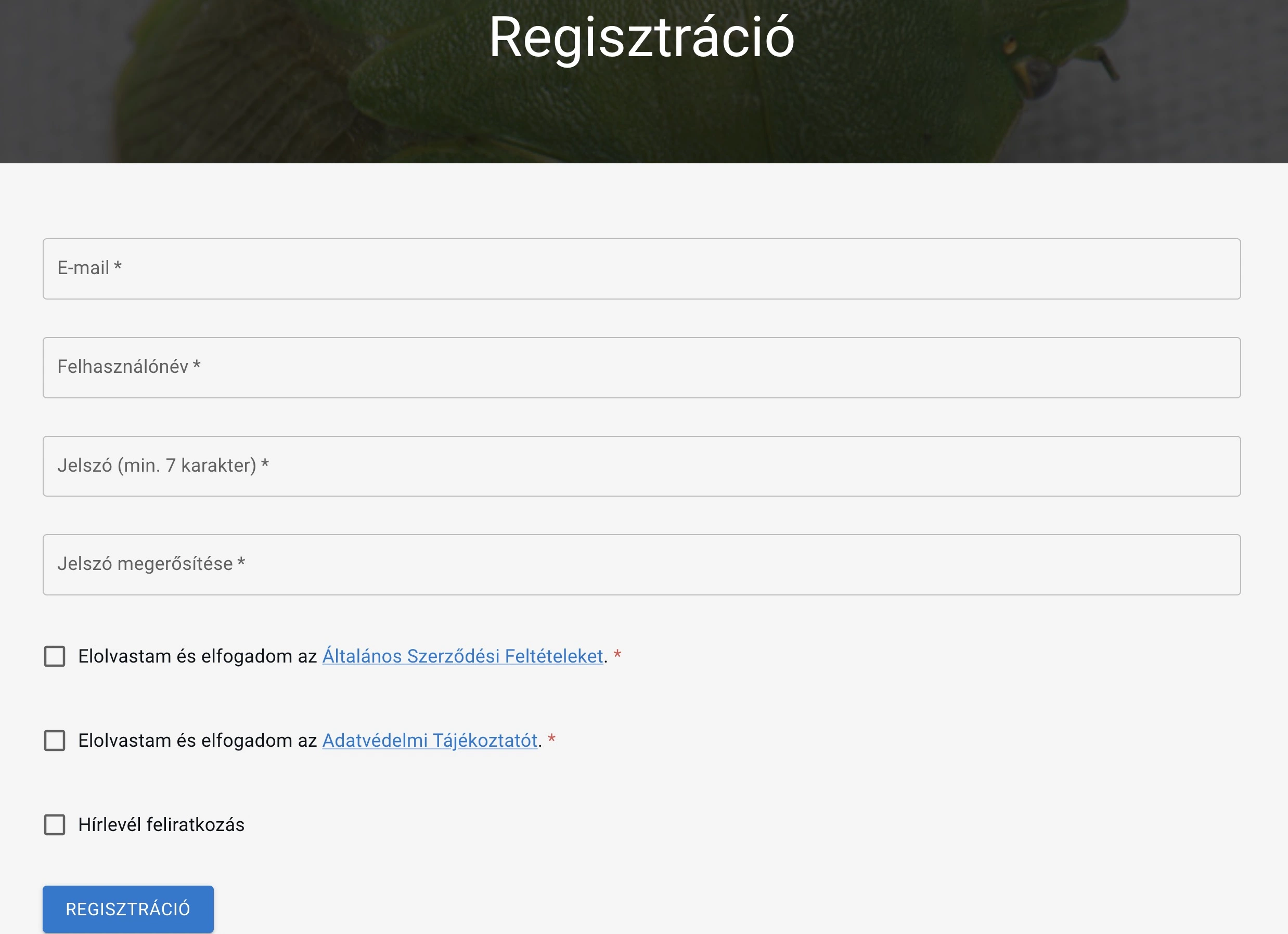 Regisztráció az izeltlabuak.hu - ra