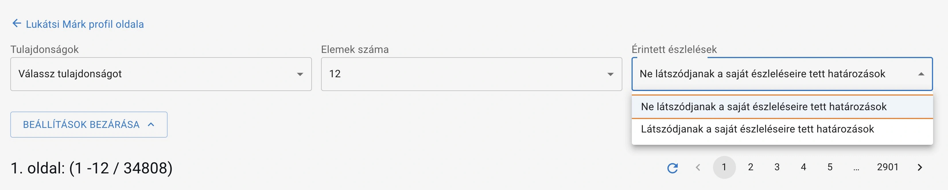 Érintett észlelések