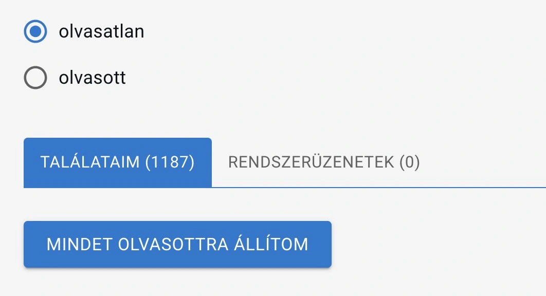 Értesítések oldal megjelenési beállításai