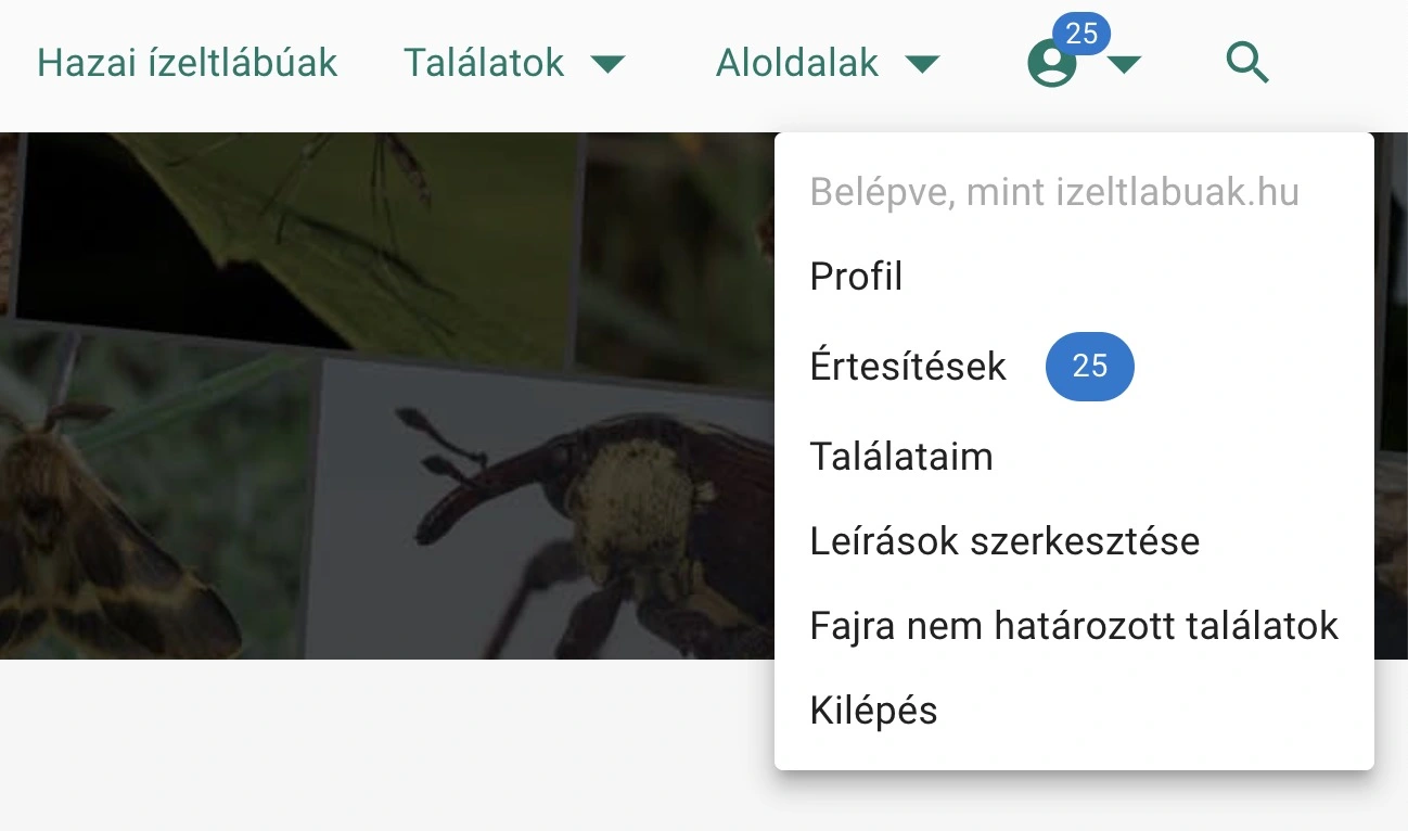 Értesítések nyitott menüvel
