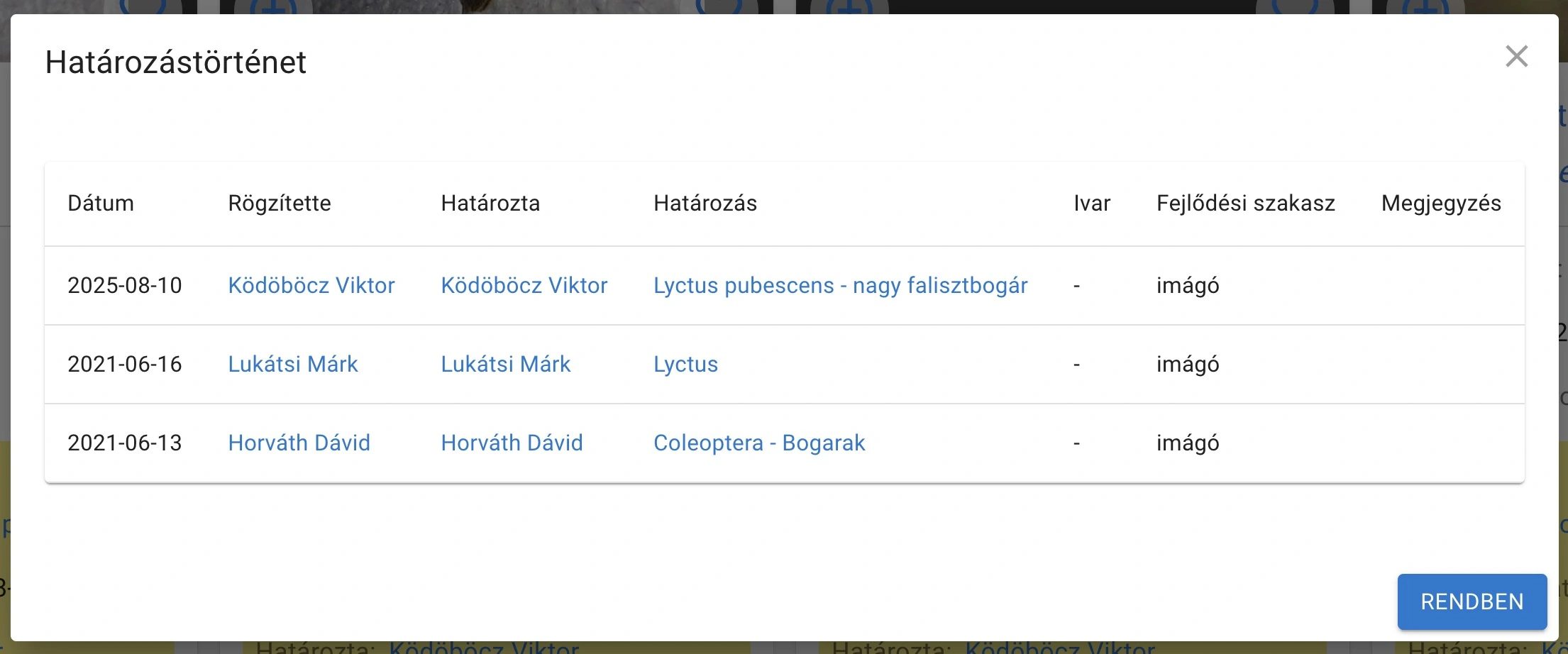 Határozástörténet